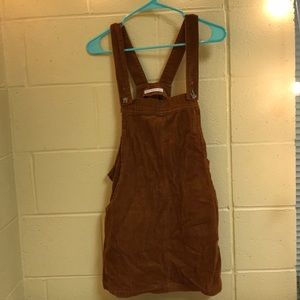 Brown corduroy overall dress